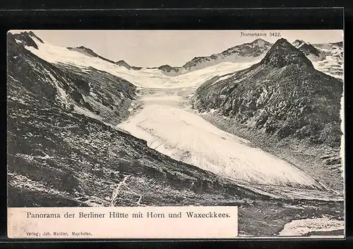 AK Berliner Hütte, Berghütte mit Blick auf Horn und Waxeckkees