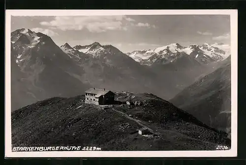 AK Starkenburger Hütte, Berghütte mit Gebirgspanorama