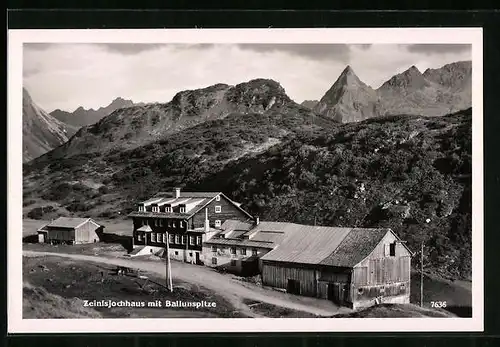 AK Zeinisjoch-Haus, Berghütte mit Blick auf Ballunspitze