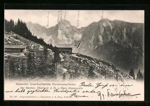 AK Vorderkaiserfelden, Berghütte im Kaiserthal