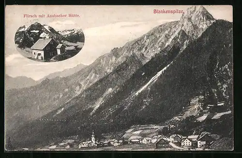 AK Ansbacher Hütte, Berghütte, Blick zur Blankenspitze