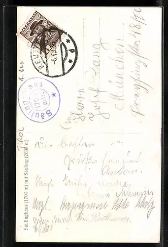 AK Säulinghaus, Berghütte vor Felsmassiv mit Säuling