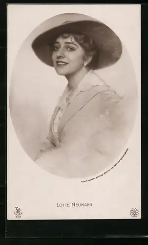 AK Schauspielerin Lotte Neumann mit Hut