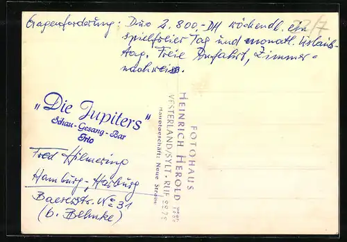 AK Musikgruppe Die Jupiters bei einem Auftritt