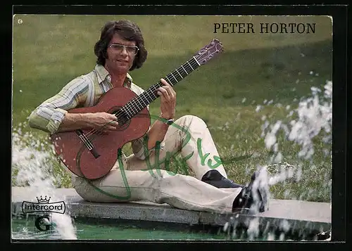 AK Musiker Peter Horton mit Gitarre, Autograph