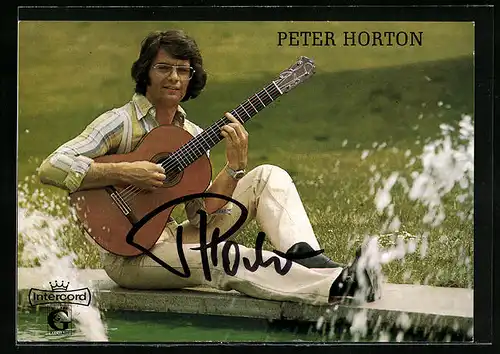 AK Musiker Peter Horton spielt auf der Gitarre, Autograph