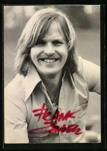 AK Musiker Frank Zander lacht in die Kamera, Autograph
