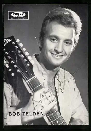 AK Musiker Bob Telden mit Gitarre, Autograph