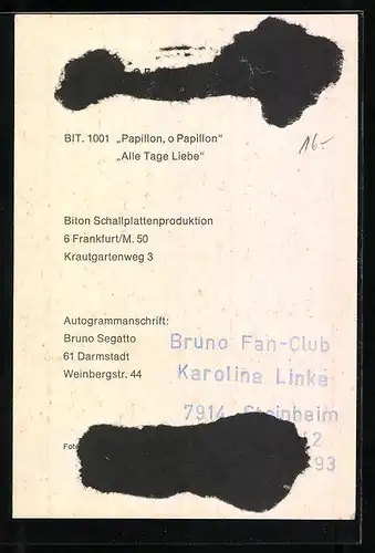 AK Musiker Bruno Segatto mit nachdenklichem Blick, Autograph