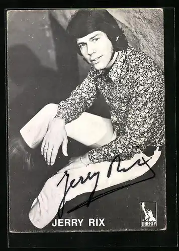 AK Musiker Jerry Rix im geblümten Hemd, Autograph