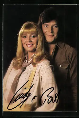 AK Musiker Cindy & Bert mit charmantem Lächeln, Autograph