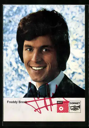 AK Musiker Freddy Breck lächelt charmant in die Kamera, Autograph