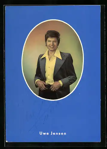 AK Musiker Uwe Jensen mit freundlichem Lächeln, Autograph