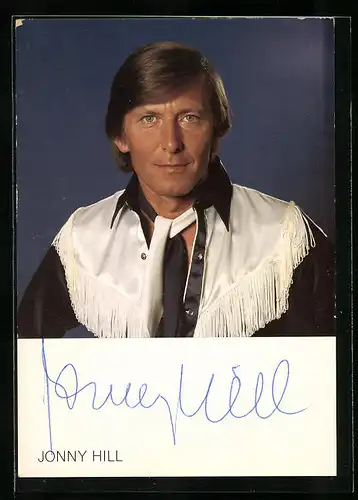 AK Musiker Johnny Hill im Westernhemd, Autograph
