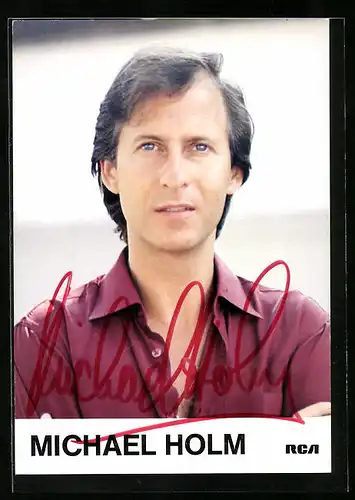 AK Musiker Michael Holm blickt nachdenklich in die Kamera, Autograph