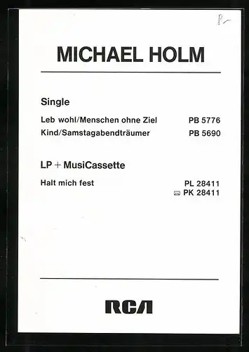 AK Musiker Michael Holm blickt nachdenklich in die Kamera, Autograph