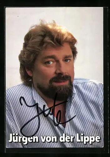AK Musiker Jürgen von der Lippe im gestreiften Hemd, Autograph