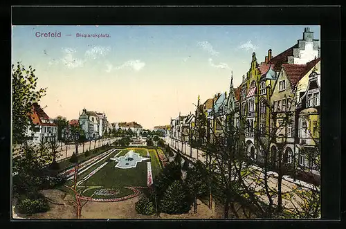 AK Crefeld, Bismarckplatz aus der Vogelschau