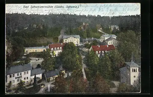 AK Bad Schweizermühle, Ortsansicht aus der Vogelschau