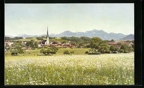 AK Prien, Gesamtansicht mit Gebirgspanorama