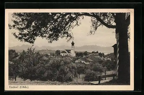 AK Endorf / Obb., Ortsansicht mit Kirche