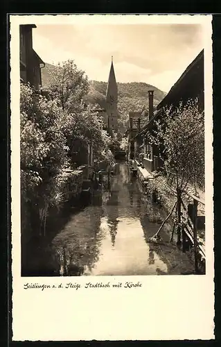 AK Geislingen a. d. Steige, Stadtbach und Kirche