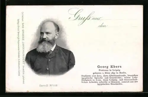 AK Portrait des Leipziger Professors Georg Ebers, Jurist