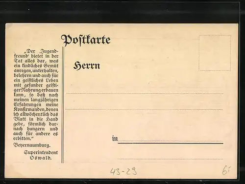 Künstler-AK Christliches Jugendblatt Der Jugendfreund