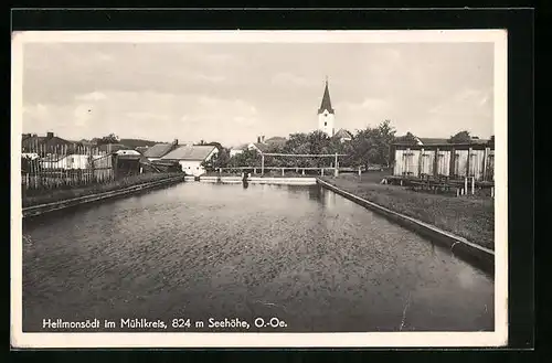 AK Hellmonsödt im Mühlkreis, Ortspartie am Fluss