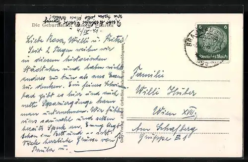 AK Braunau am Inn, Teilansicht aus der Vogelschau