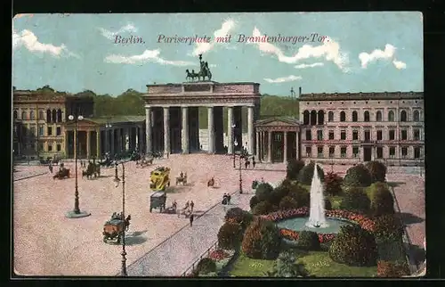 AK Berlin, Pariserplatz mit Brandenburger Tor