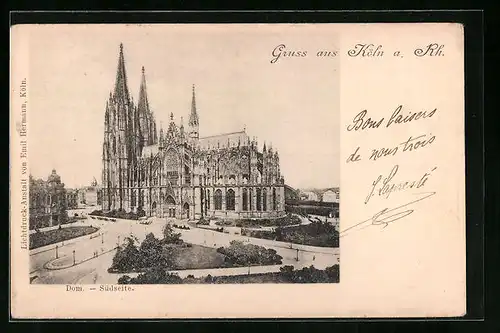 AK Köln, Panoramablick auf den Dom