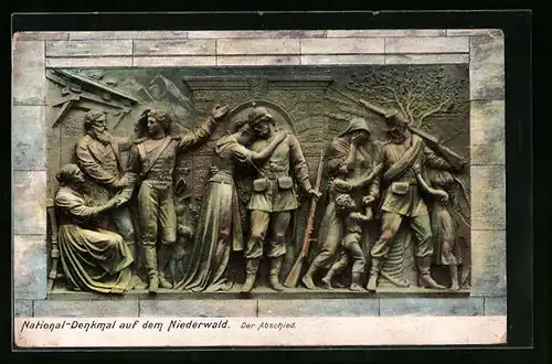 AK Niederwald, National-Denkmal auf dem Niederwald, Relief der Abschied