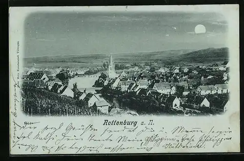 Mondschein-AK Rottenburg a. N., Totalansicht