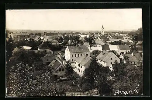 AK Perg, Stadtblick über die Dächer