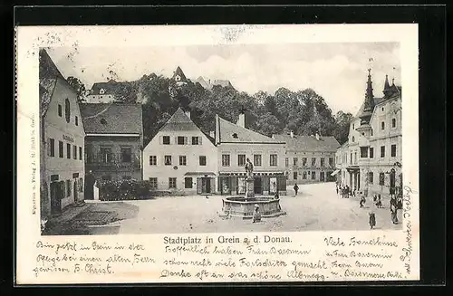 AK Grein a. d. Donau, Blick zum Stadtplatz