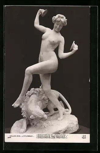AK Plastik Bacchante et Panthère von J. M. Camus, Salon 1910