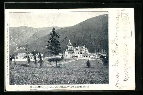 AK Semmering, Blick zum Grand-Hotel Erzherzog Johann