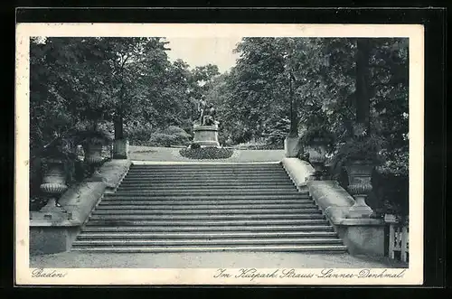 AK Baden, Strauss-Lanner-Denkmal im Kurpark