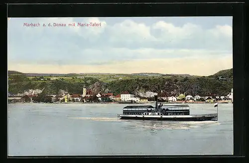 AK Maria-Taferl, Blick vom Flussufer gesehen