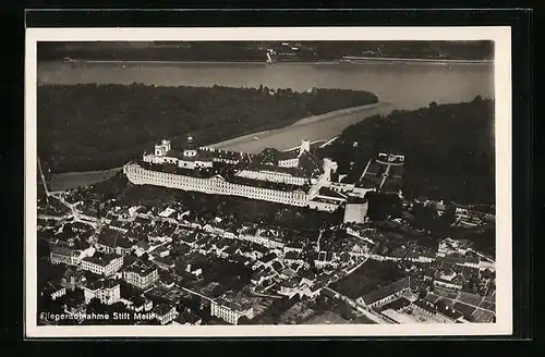 AK Melk, Gesamtansicht mit Stift Melk, Fliegeraufnahme