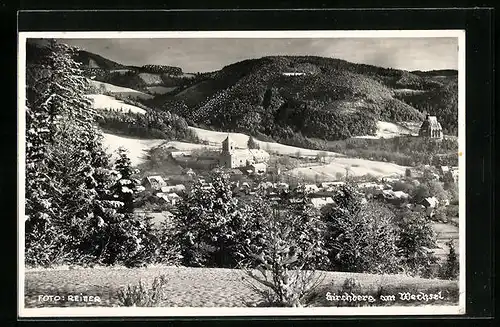 AK Kirchberg am Wechsel, Totale im Winterglanz