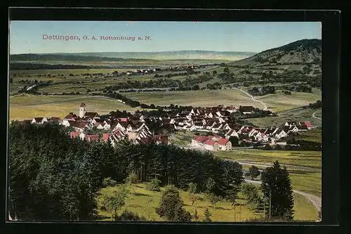 AK Dettingen, Gesamtansicht mit Rottenburg a. N.