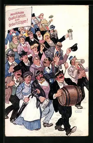 AK Feiernde Menschen zum Namenstag