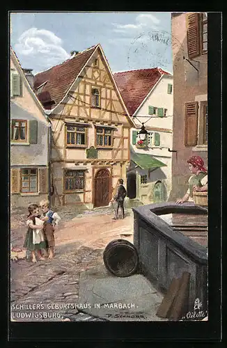 Künstler-AK Marbach, Schiller's Geburtshaus