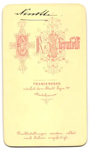 Fotografie C. R. v. Sternfeld, Franzensbad, Portrait Gräfin Valentina Esterhazy im Seitenprolf mit Kleid und Hut