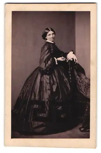 Fotografie Hanfstaengl, Dresden, Portrait Prinzessin Therese Strachwitz von Gross-Zauche und Cammenitz im Reifrockkleid