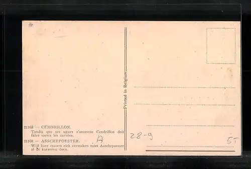 Künstler-AK Aschenputtel, Brunnenszene mit Tauben und Hasen