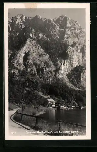 AK Gmunden, Gasthof Hols`n mit Traunstein