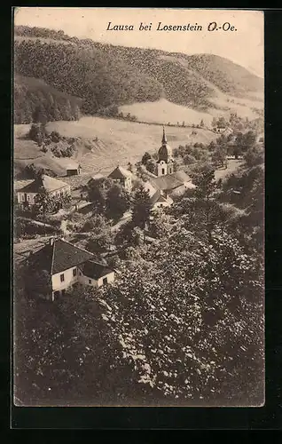 AK Lausa b. Losenstein, Ortsansicht aus der Vogelschau